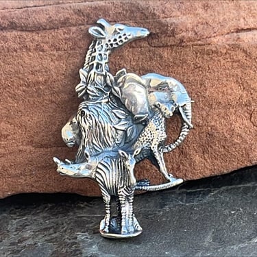 D'Molina ~ Mexican Sterling Silver African Safari Animals Brooch / Pin 