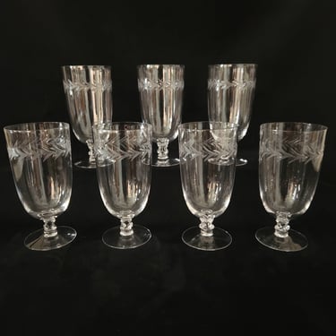 SET of 7 - Fostoria 'Holly' Water Goblets 6"