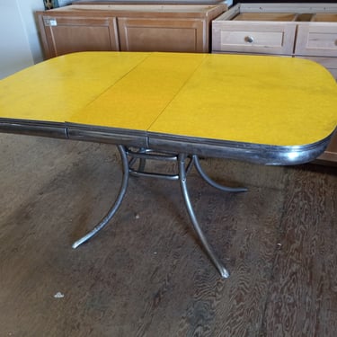 Retro Yellow Formica Table, 59.75 x 39.75 x 30