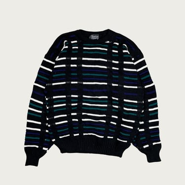 (M) Plaid 3D Knit Sweater