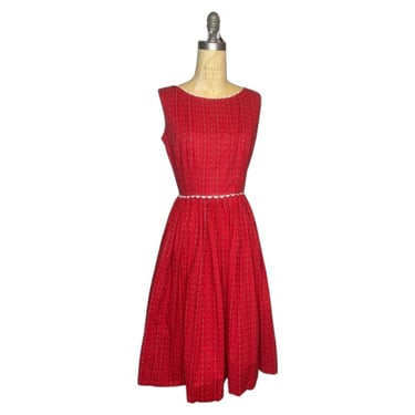 1950s red bandanna print dress 