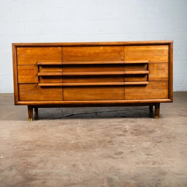 Mid Century Modern Dresser Credenza 9 drawer Furniture Guild Wide Dark Mcm