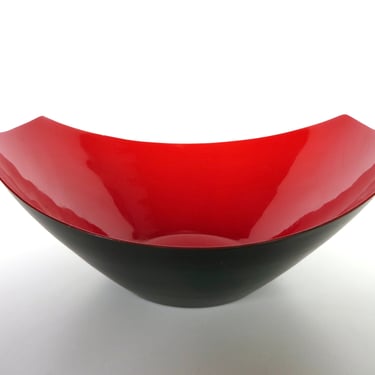 Dansk Classic Fjord Enamel Bowl in Red and Black, Vintage Dansk Metal Fruit Bowl 