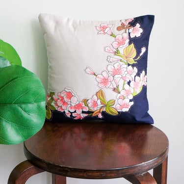 Upcycled Fabric Throw Pillow Cover Pink Flowers Pillow 12