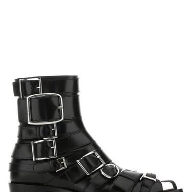 Alexander Mcqueen Women Black Leather Punk Ankle Boots