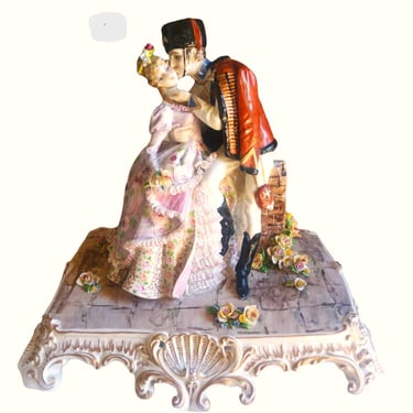 ANTIQUE Capodimonte Porcelain Couple, Porcelain Roses, Authentic Italian Porcelain, N Crown Mark, Home Decor ****Rare**** 