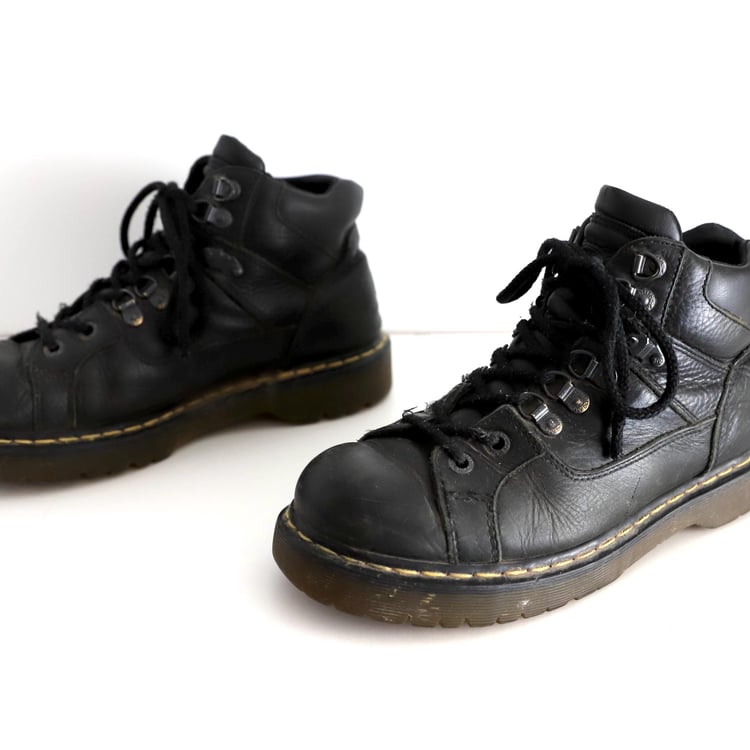 Dr Marten Mens Black Leather Motorcycle Combat Boots 10963 Vintage 90s Size 12 Vintage dr. marten boots - Gem main image 3