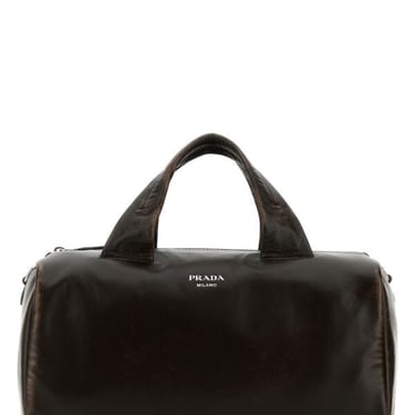 Prada Men Dark Brown Nappa Leather Small Travel Bag