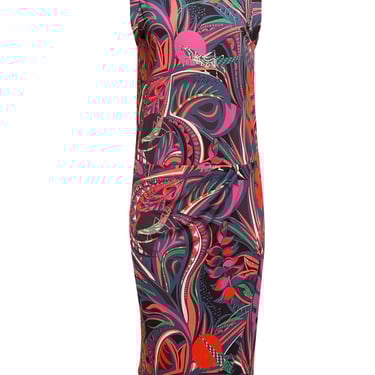 Emilio Pucci - Blue & Multi Color Print Tulip Front Dress Sz 14