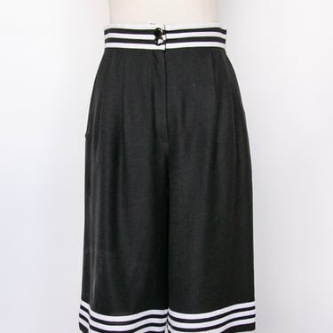 1980s Shorts Louis Féraud Striped Linen High Waist S 