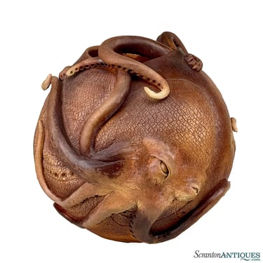 Vintage Large Octopus Figural Art Pottery Round Vase