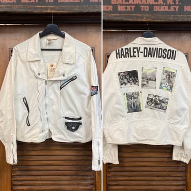 Vintage 1980’s Cotton Harley Davidson Rare Design MC Motorcycle Jacket, 80’s Punk Biker, Vintage Clothing 