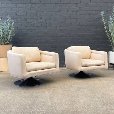 Pair of Mid-Century Modern Swivel Lounge Chairs with Steel Bases, c.1960’s 