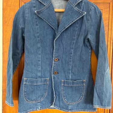 Vintage 70s Maverick Denim Blazer Jacket XS Small by TimeBa