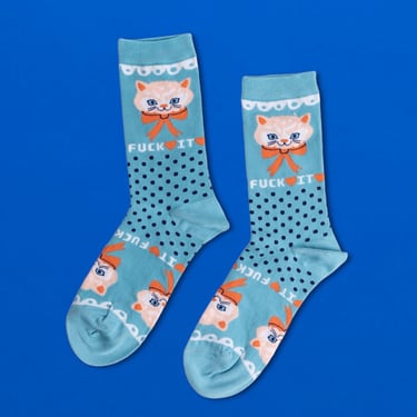 Fuck It Kitty Women's Crew Socks