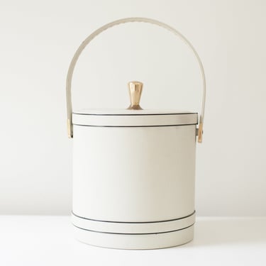 Vintage Ice Bucket - Greige with Black Piping 