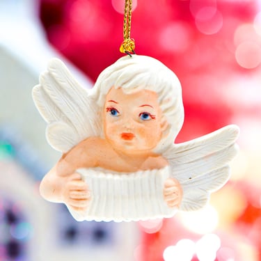 VINTAGE: 1987 - Bisque Angel Ornament By Scioto - Signed BON - Christmas Ornaments - Hand Painted Ornament - Sports - SKU 15-A2-00016435 