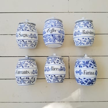 Blue Onion Canister – Ceramic Kitchen Jar (Sold Separately) Vintage Blue German Jars 