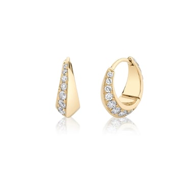Small Pavé Crescent Hoops (Pair) - 18K Gold