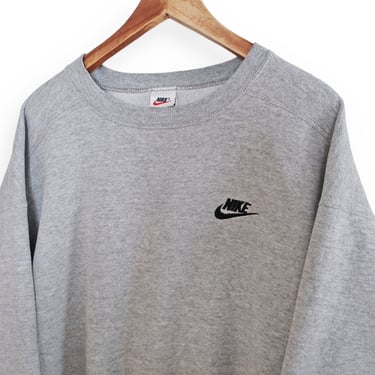 90s NIKE sweatshirt / vintage NIKE / 1990s NIKE swoosh heather grey crew neck sweatshirt boxy baggy Large 