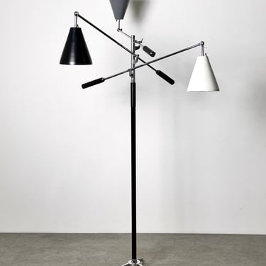 Vintage Mid Century Modern Triennale Three Arm Floor Lamp Style of Angelo Lelii for Arredoluce Italy 1960s 