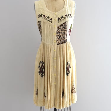 Vintage 90s Embroidered Gauze Dress