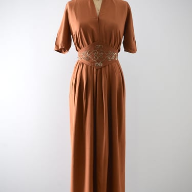 Vintage 1940s Terracotta Dress