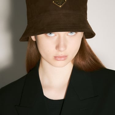 Prada Women Suede Bucket Hat