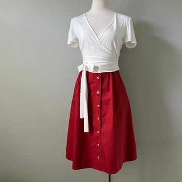 Deadstock 1970s Vintage Rust Orange Liz Claiborne Button Front Union Made Skirt 
