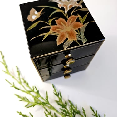 Mini Black Lacquer Jewelry Box 