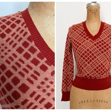 Vintage ‘70s Bronson tiny fit v-neck sweater | made in California, seventies aesthetic, XS/S 