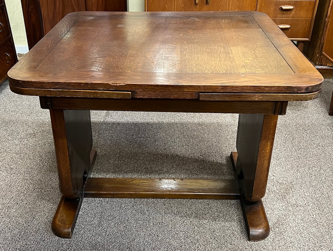 Item AC145 Art Deco English Oak Draw Leaf Dining Table McCarney's