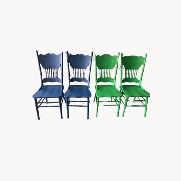 Set of 4 chairs, painted chairs, dining chairs, kitchen chairs, vintage chairs, mismatched chairs, colorful chairs, side chairs 