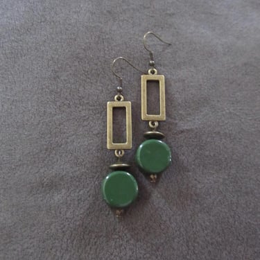 Green ceramic and antique bronze earrings 