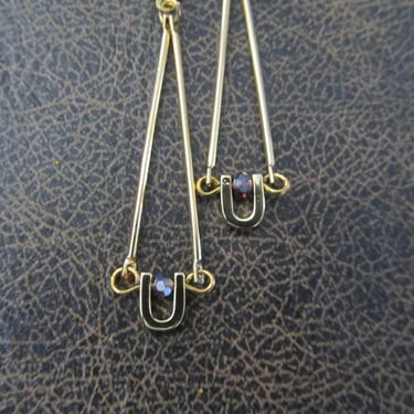 Pendulum crystal and brass earrings 