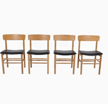 Danish Modern Set of 4 Oak Farstrup Dining Chairs