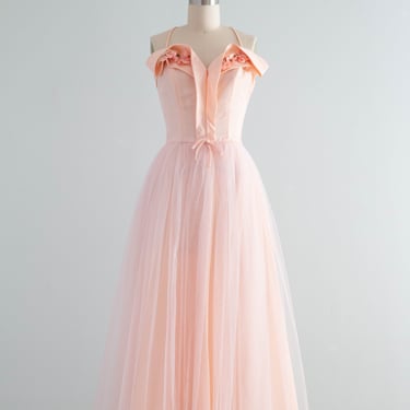 Ethereal 1950's Peony Pink Formal Gown By Lorie Deb / Small