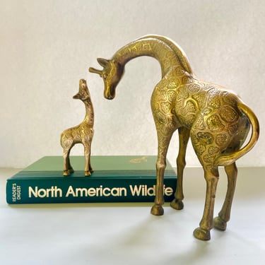 Vintage Brass Giraffe Family / Mother Giraffe and Baby Giraffe / Brass Giraffe Sculptures /Free US Shipping 