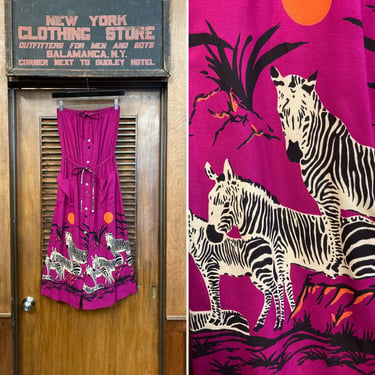 Vintage 1980’s Zebra Print Magenta Tube Top Dress, 1980’s Strapless Dress, Zebra Print Dress, Tube Top Dress 