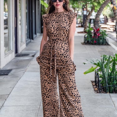 Lindsay Leopard Tunic & Palazzo Lounge Set 