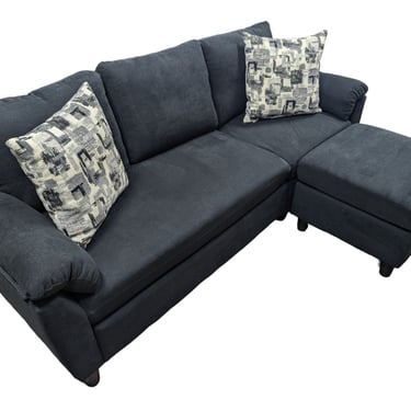 Black Couch w/ Ottoman L-Shaped Sectional