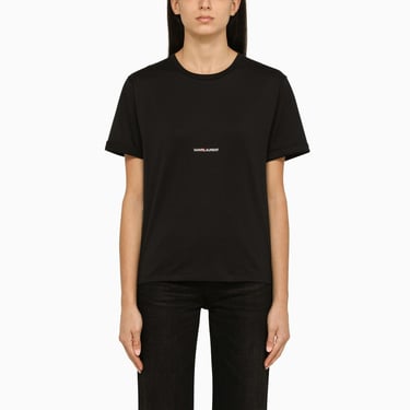 Saint Laurent Black Logo-Print Crewneck T-Shirt Women