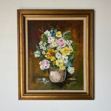 1977 Lauerbrach  Floral Still Life Oil Painting, Framed 