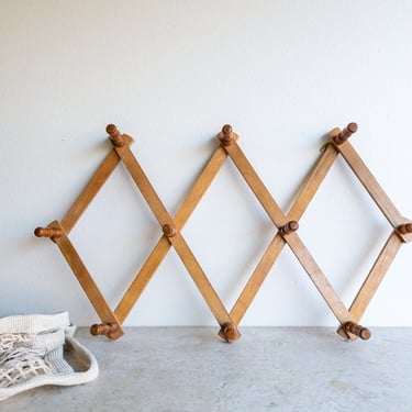 Accordion Wood Peg Rack | Hook Rack | Folding Coat Rack | Folding Jewelry Rack | Wall Rack | Wood Pegs | Vintage Wood Rack | Wooden Rack 