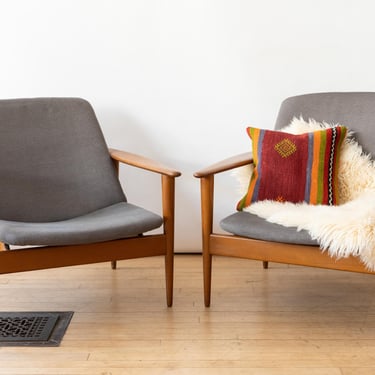 Pair of Danish Open Frame Lounge Chairs