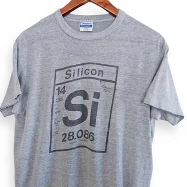 vintage science shirt / 80s t shirt / 1980s periodic table of elements silicon t shirt grey single stitch Medium 