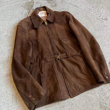 Vintage 1950s Hercules Suede Leather Jacket, Buckle Front, Sears 