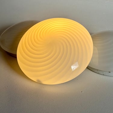 1 of 3 Wall Sconces / Vintage Flush Mount Ceiling Light / Mid Century Modern Swirel Murano Glass Lamp / Italy / 1970s 