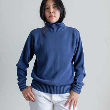 Vintage blue cotton turtleneck sweater // L (2173) 