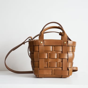 'Mini Bixby' Woven Leather Handbag